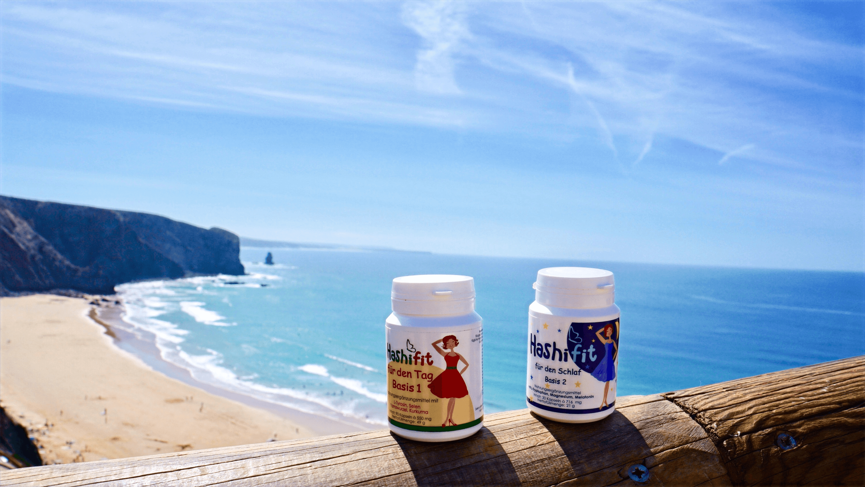 Am Strand – Symbol für Ausgeglichenheit und Wohlbefinden mit Hashifit Basis 1 & Basis 2 Set