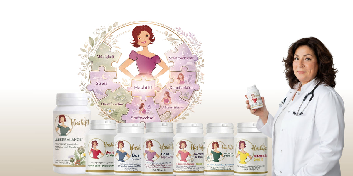 Parri Mortazavi mit den Produkten des Hashifit Systems