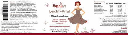 Etikett Hashifit Leicht und Vital Vitalpilzmischung