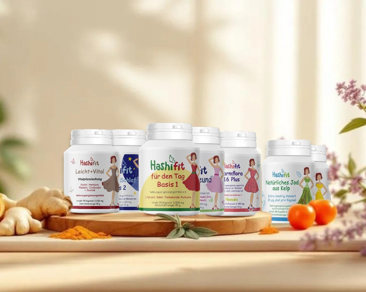 Hashifit Produktfamilie – Basis 1, 2, 3, Darmflora, Leicht & Vital, Vitamin D3, Kelp Jod hashifit nahrungsergänzung