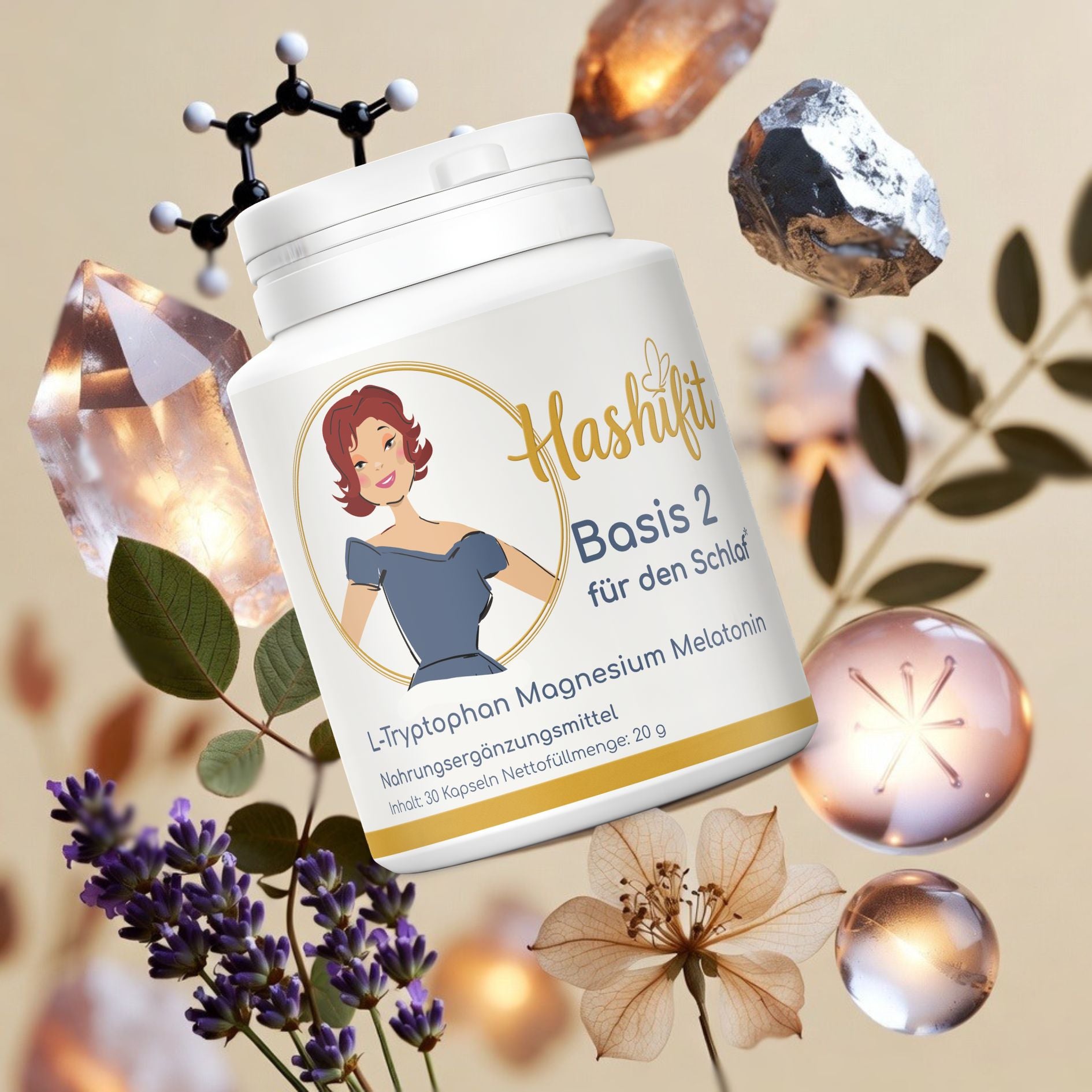 Hashifit Basis 2 Nahrungsergänzung mit ausgewählten Vitalstoffen für die Abendroutine