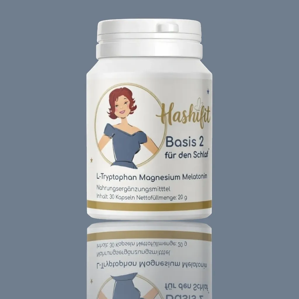 Hashifit Basis 2 for sleep supplement bottle with L-Tryptophan, Magnesium, Melatonin. 30 capsules.
