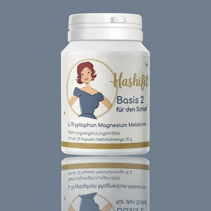 Hashifit Basis 2 for sleep supplement bottle with L-Tryptophan, Magnesium, Melatonin. 30 capsules.