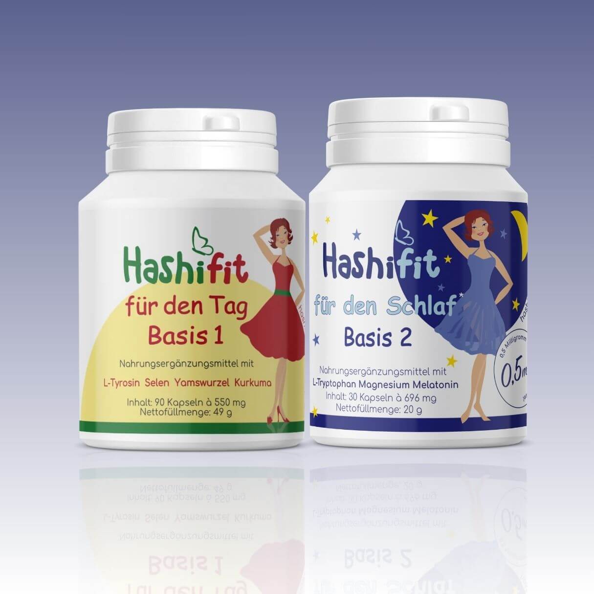 Hashifit 2er-Set Basis 1 &amp; Basis 2 – Kombination für Energie am Tag und erholsamen Schlaf in der Nacht