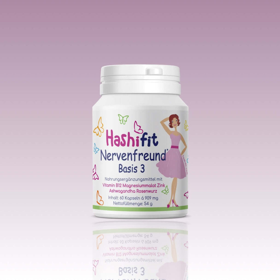 Hashifit Basis 3 – Nervenfreund mit Ashwagandha, Rosenwurz, Vitamin B12, Magnesium und Zink für Nervenbalance und Wohlbefinden
