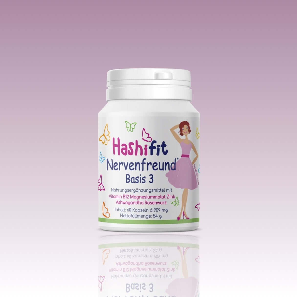 Hashifit Basis 3 – Nervenfreund mit Ashwagandha, Rosenwurz, Vitamin B12, Magnesium und Zink für Nervenbalance und Wohlbefinden