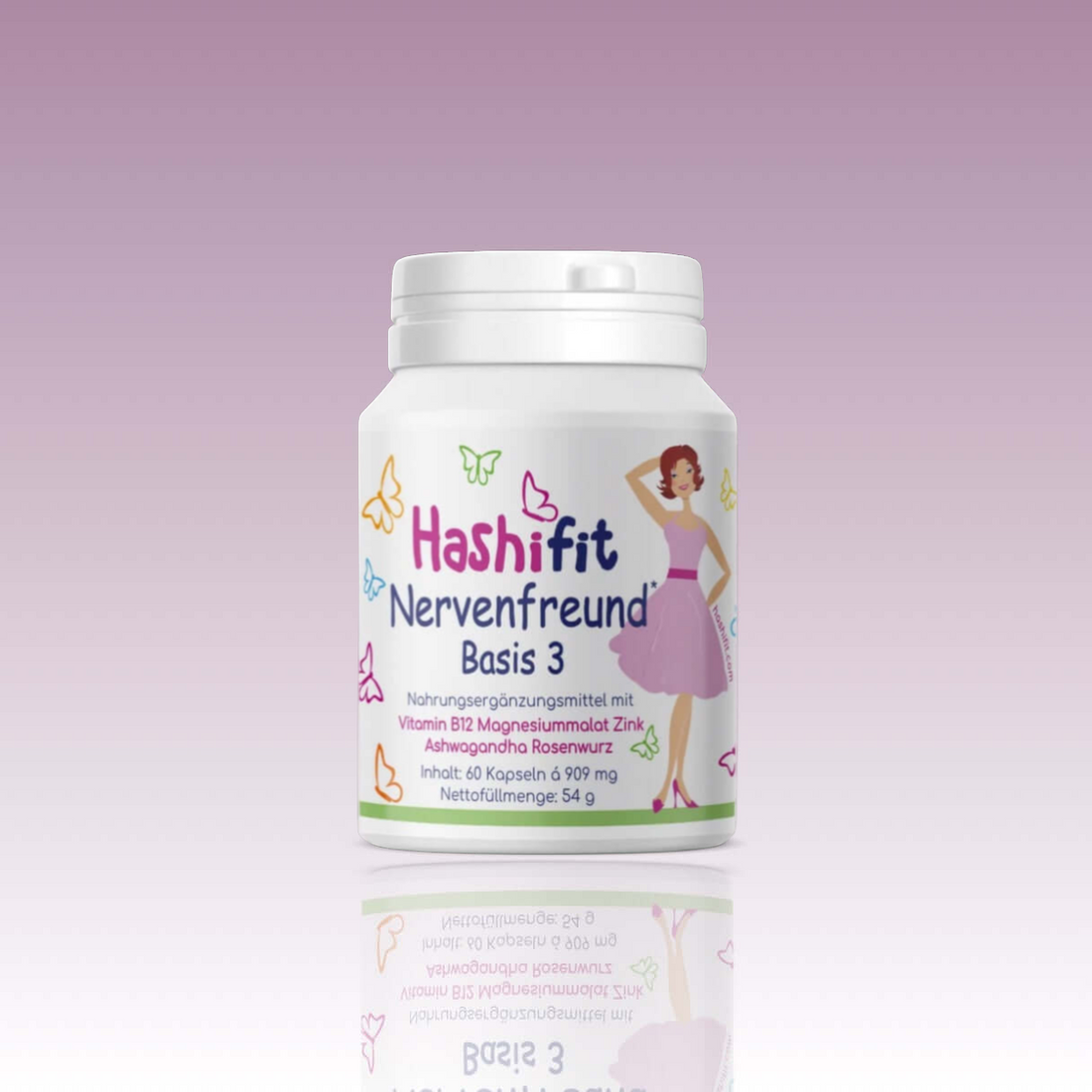 Hashifit Basis 3 – Nervenfreund mit Ashwagandha, Rosenwurz, Vitamin B12, Magnesium und Zink für Nervenbalance und Wohlbefinden