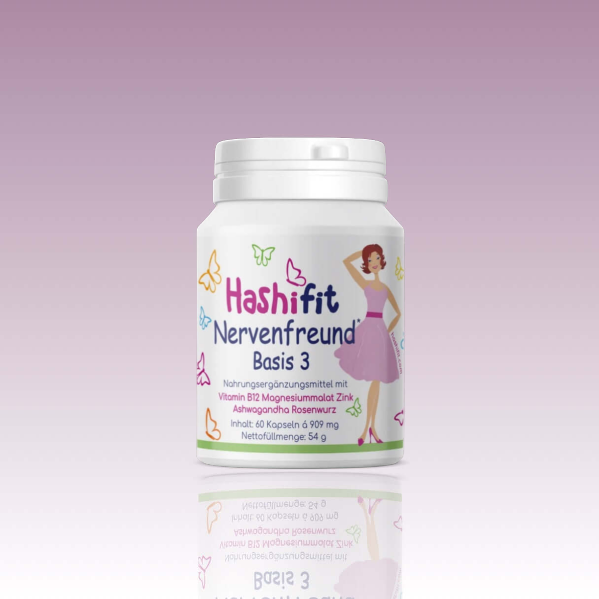 Hashifit Basis 3 – Nervenfreund mit Ashwagandha, Rosenwurz, Vitamin B12, Magnesium und Zink für Nervenbalance und Wohlbefinden
