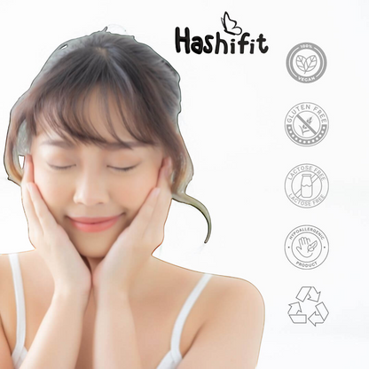 Frau mit Hashifit Darmflora 16 Plus – probiotische Balance für Haut, Darm und Wohlbefinden