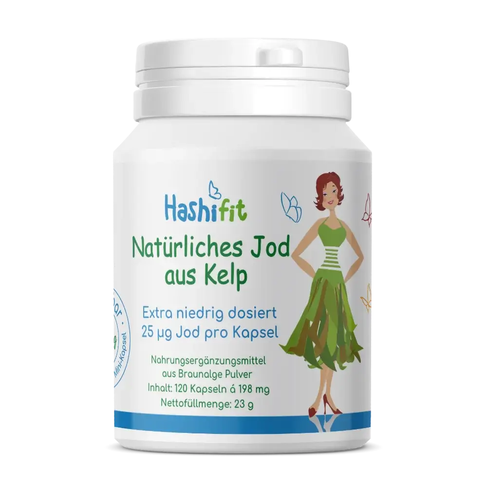 Hashifit Natürliches Jod aus Kelp – niedrig dosiertes Jod aus Meeresalgen in veganer Kapsel, hergestellt in Österreich