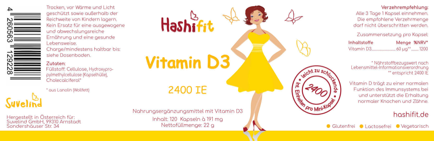Etikett Hashifit Vitamin D3 mit 2400 IE