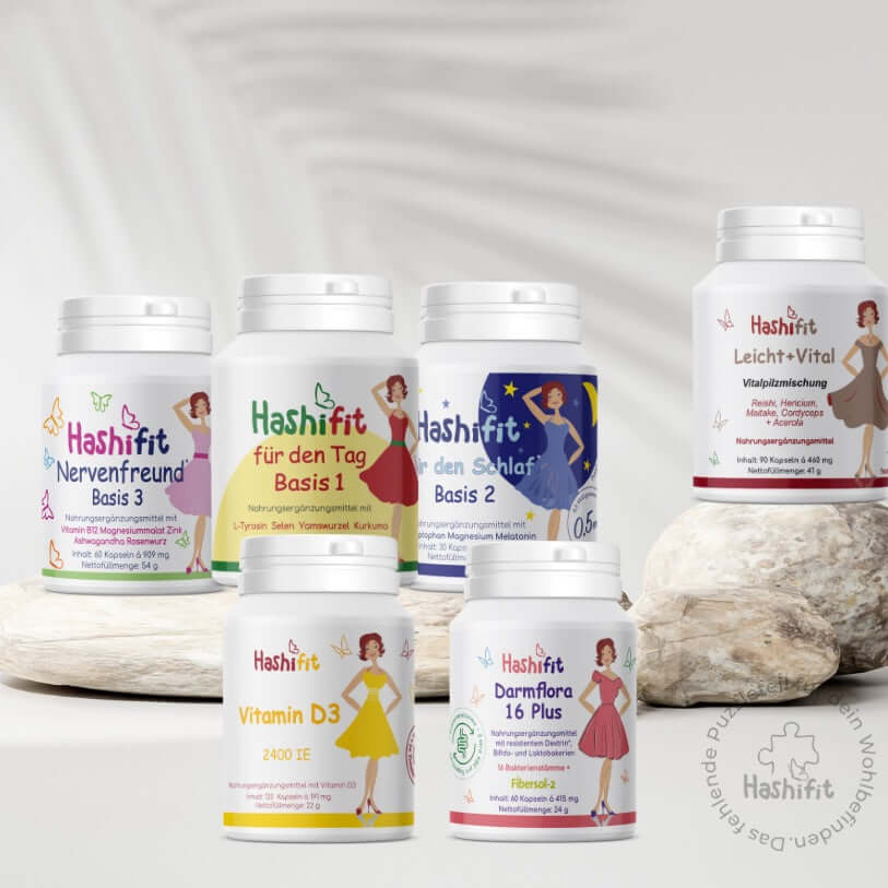 Hashifit Wechseljahre-Komfortpaket – abgestimmte Vitalstoffkombination für Hormonbalance und Energie in den Wechseljahren