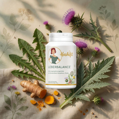 Hashifit Leberbalance mit Mariendistel, Löwenzahn und Curcuma – natürliche Pflanzenstoffe für Leber und Stoffwechsel